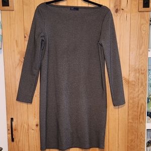 Gap Boatneck Dress Gray & White Horizontal Stripe Dress Size Small